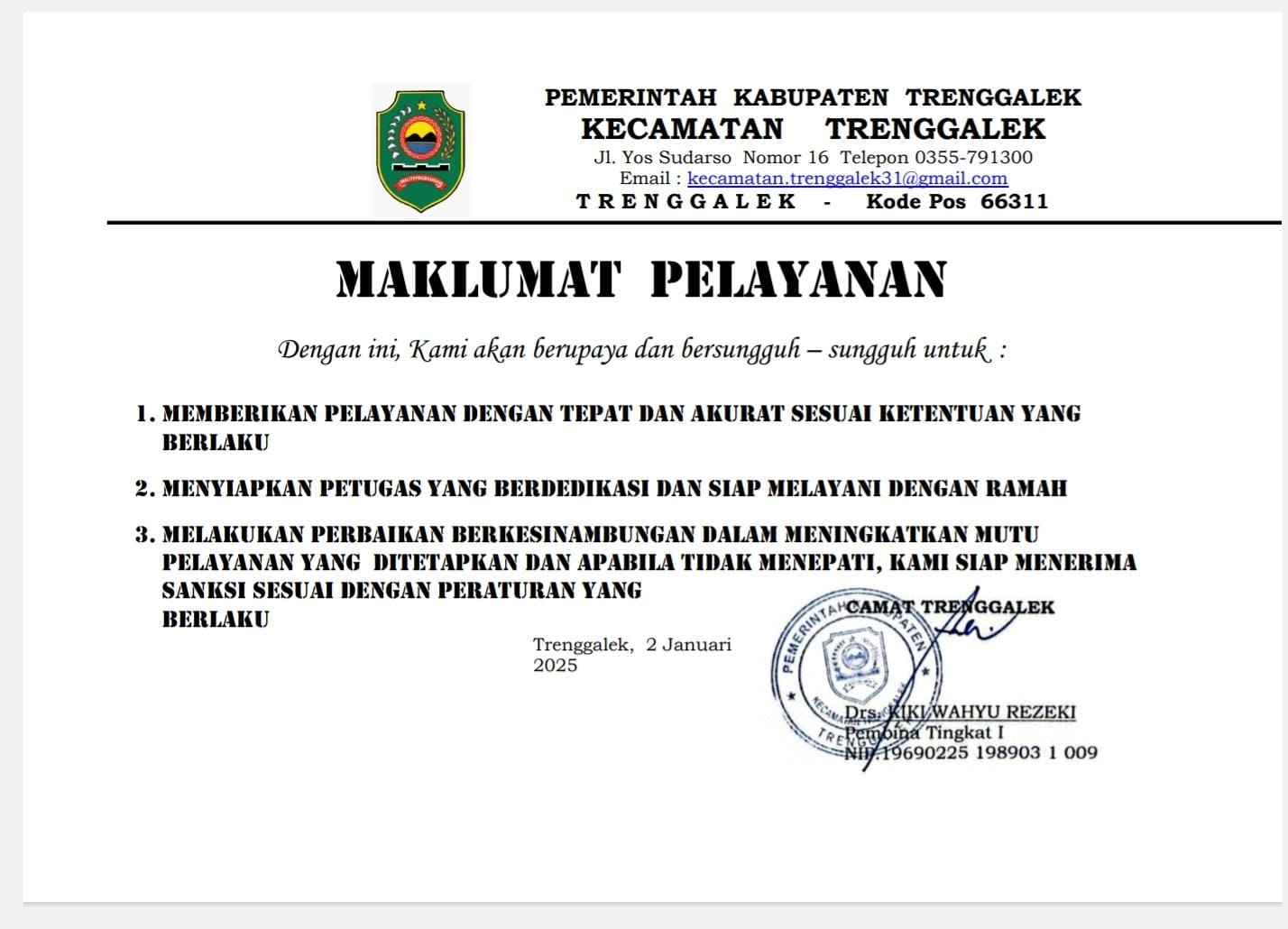 MAKLUMAT PELAYANAN 2025